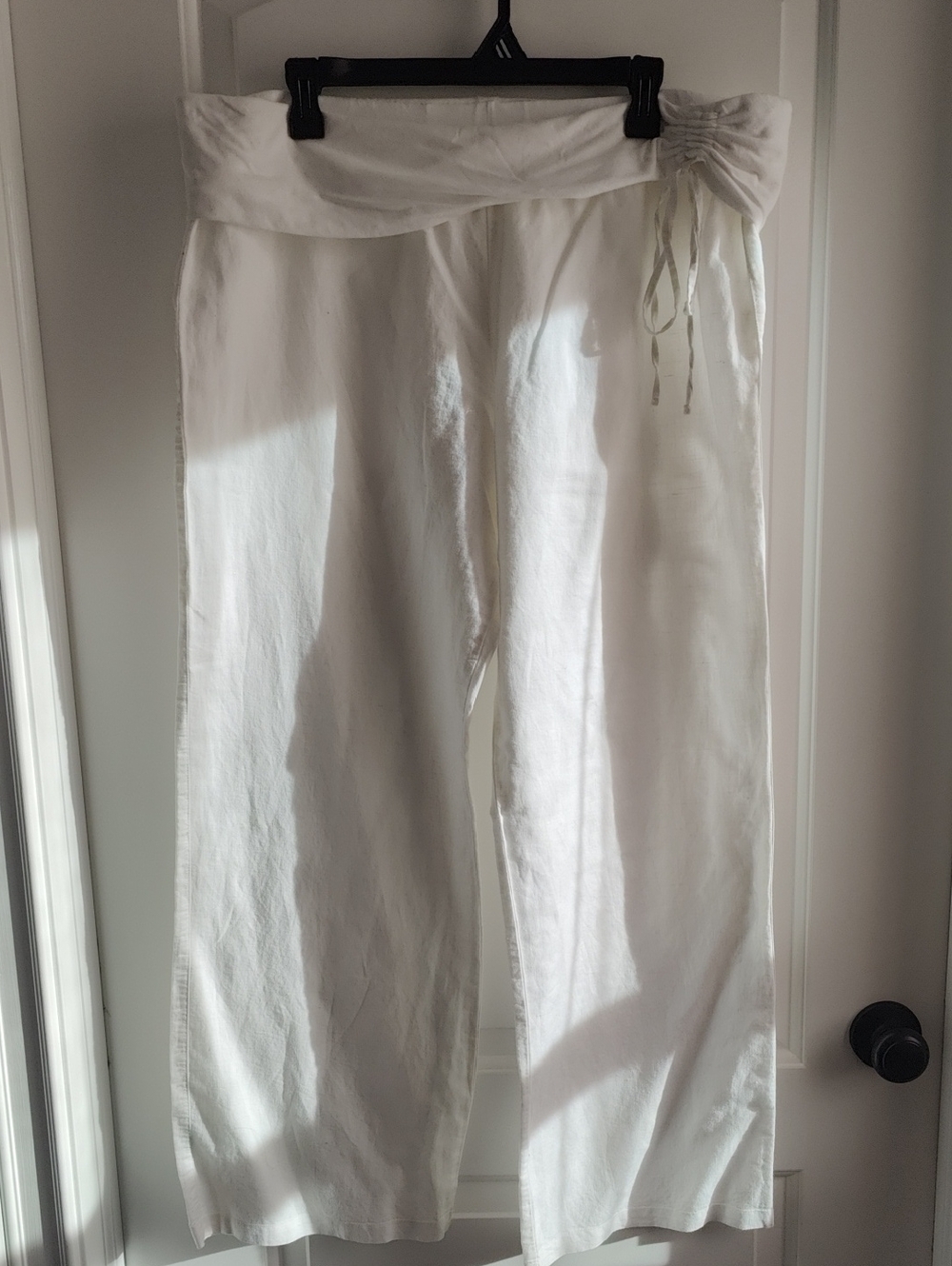 No Boundaries White Linen Blend Wide Drawstring Pants